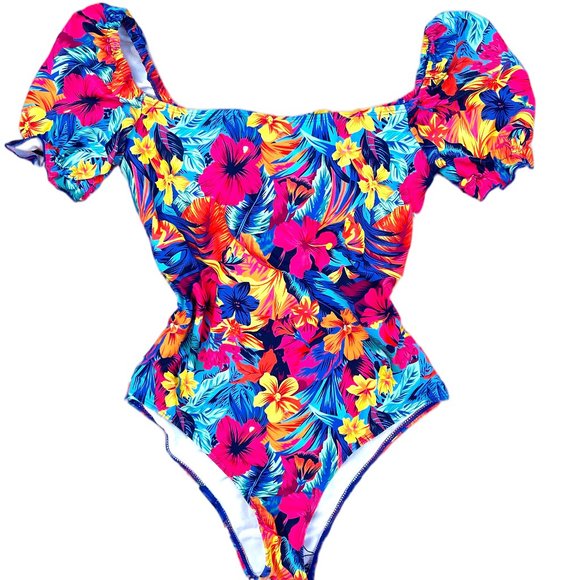 NWOT Shein floral one piece swimsuit/bodysuit XL - Picture 3 of 8